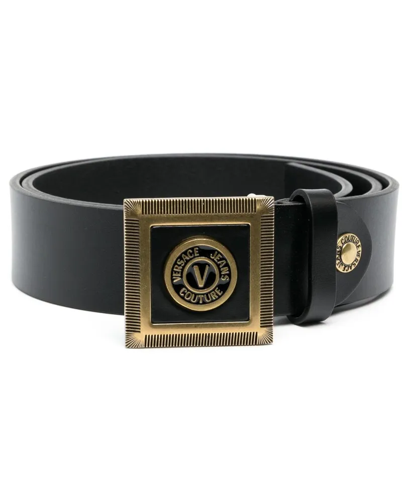 Versace Jeans Gürtel mit Logo-Schild - Schwarz Schwarz