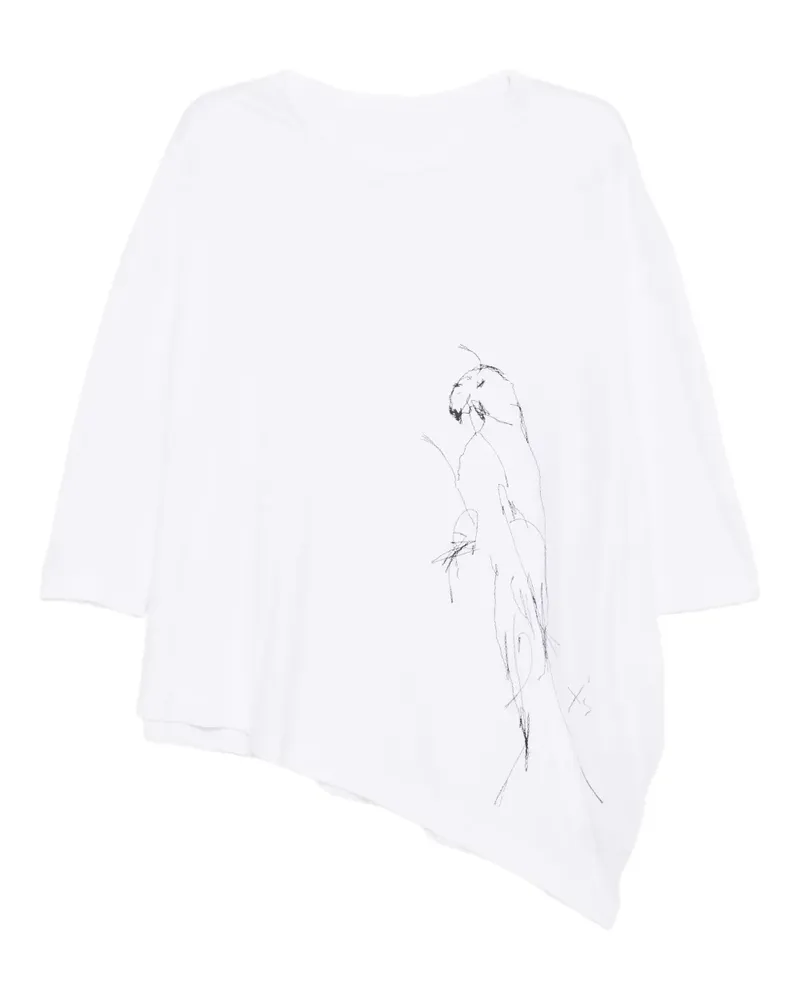 Yohji Yamamoto T-Shirt mit Stickerei - Weiß Weiß