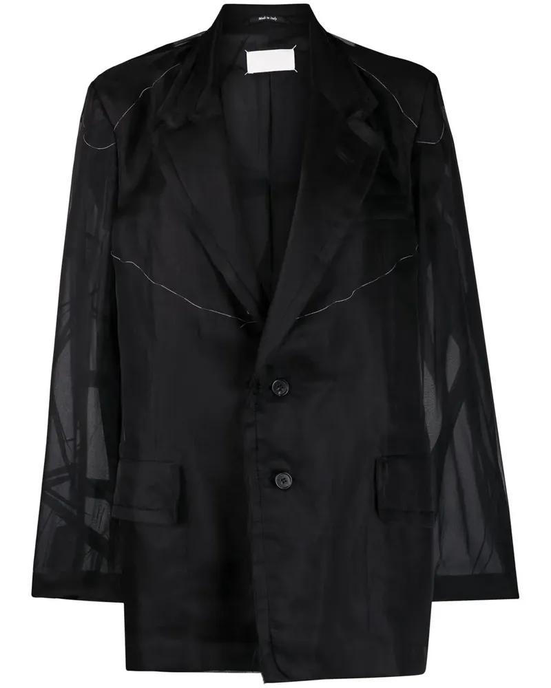 Maison Margiela Blazer mit semi-transparenten Einsätzen - Schwarz Schwarz