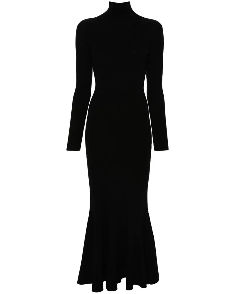 Balenciaga Geripptes Maxikleid - Schwarz Schwarz