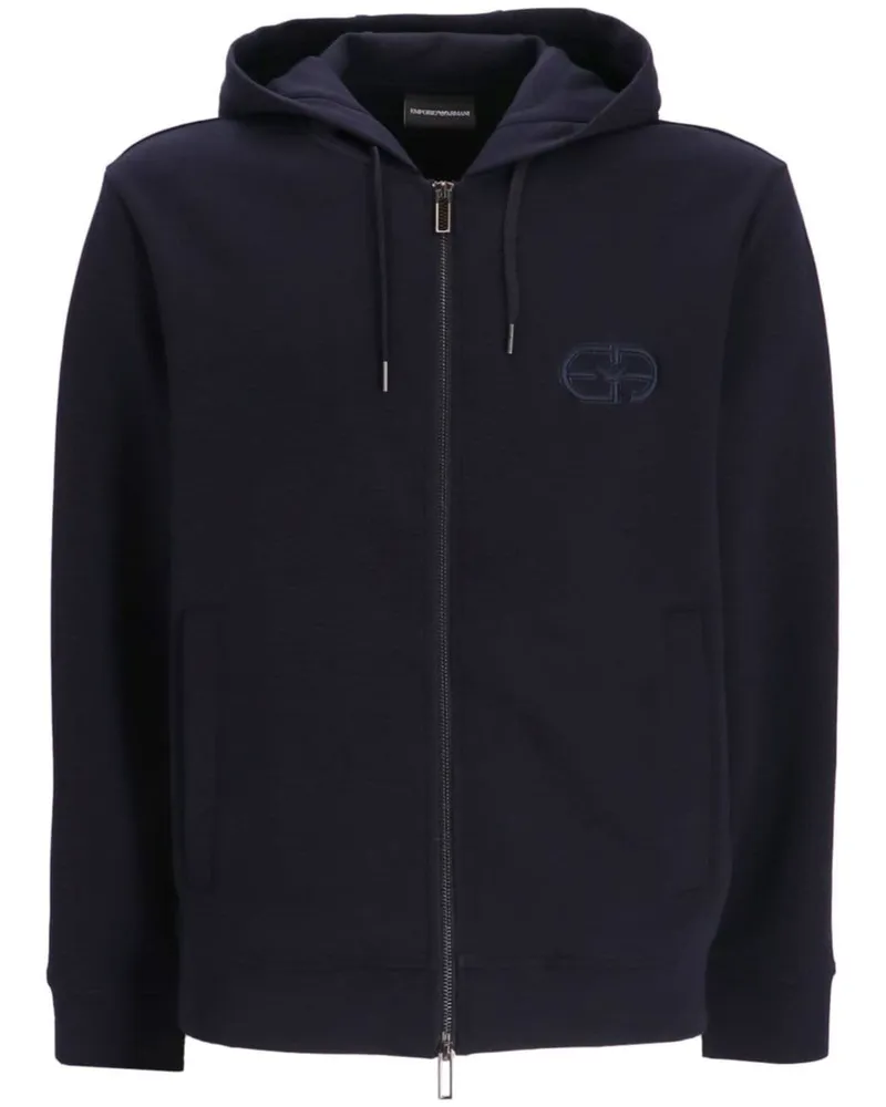 Emporio Armani Kapuzenjacke mit Logo-Stickerei - Blau Blau