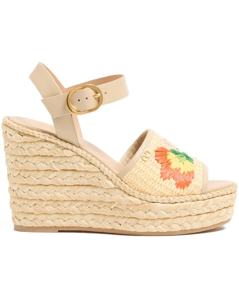 Valentino Garavani Bribri Wedge-Espadrilles mit Blumenstickerei - Nude Nude