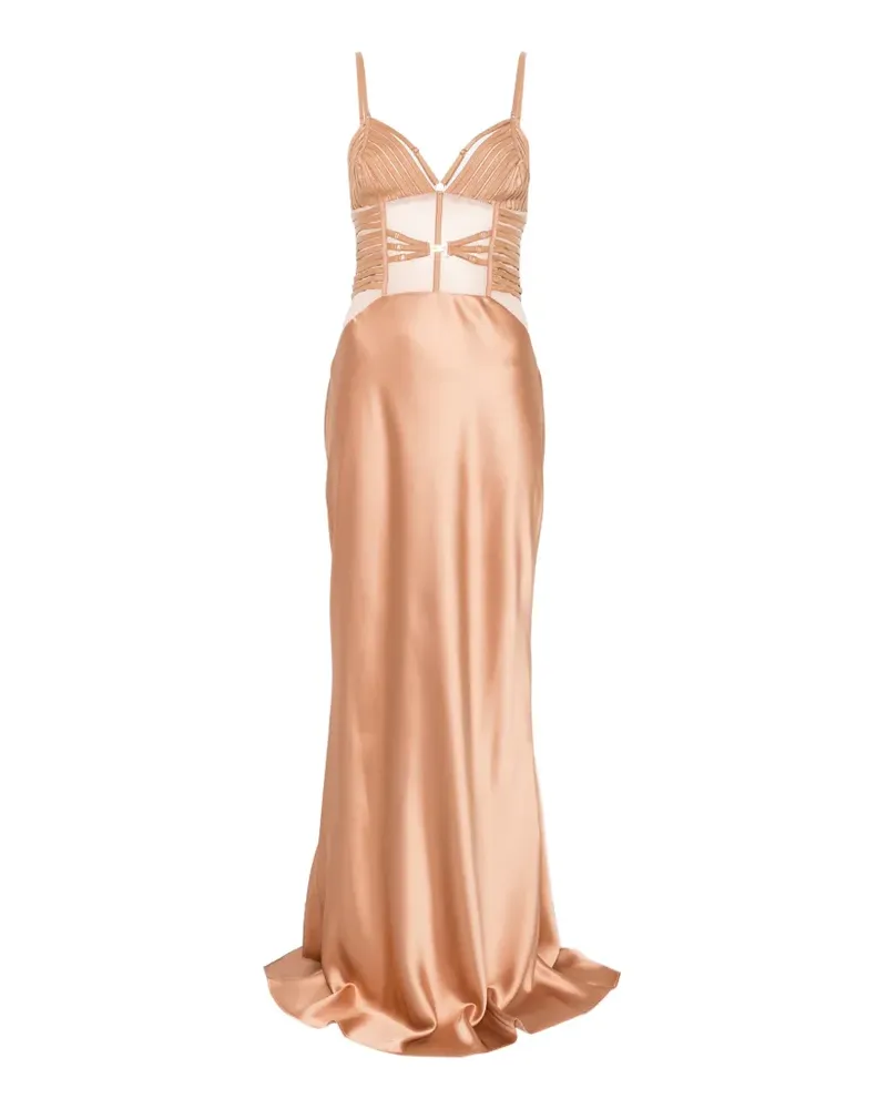 Elisabetta Franchi corset-style strappy maxi dress - Nude Nude
