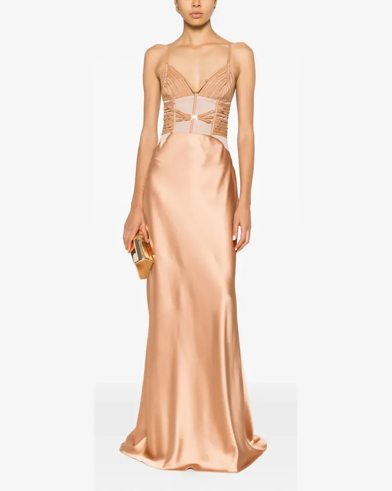 Elisabetta Franchi corset-style strappy maxi dress - Nude Nude