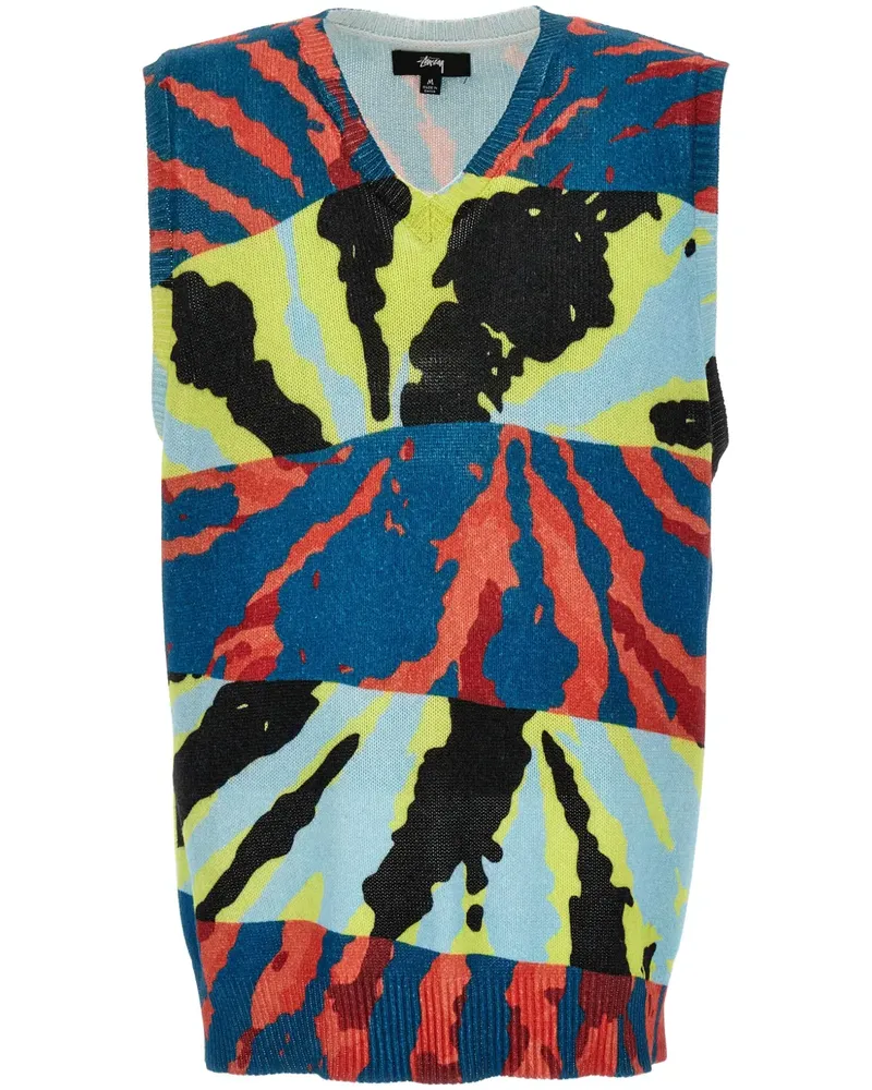 Stüssy Pullunder mit Print - Blau Blau