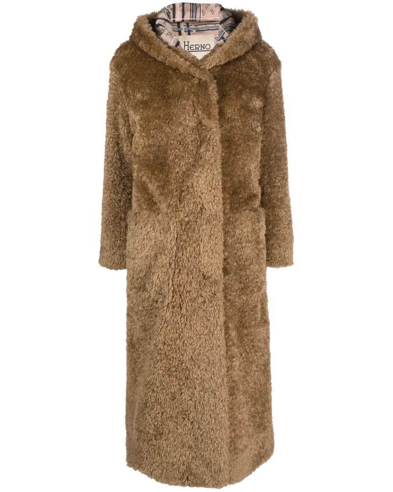 Herno Kapuzenmantel aus Faux Fur - Braun Braun