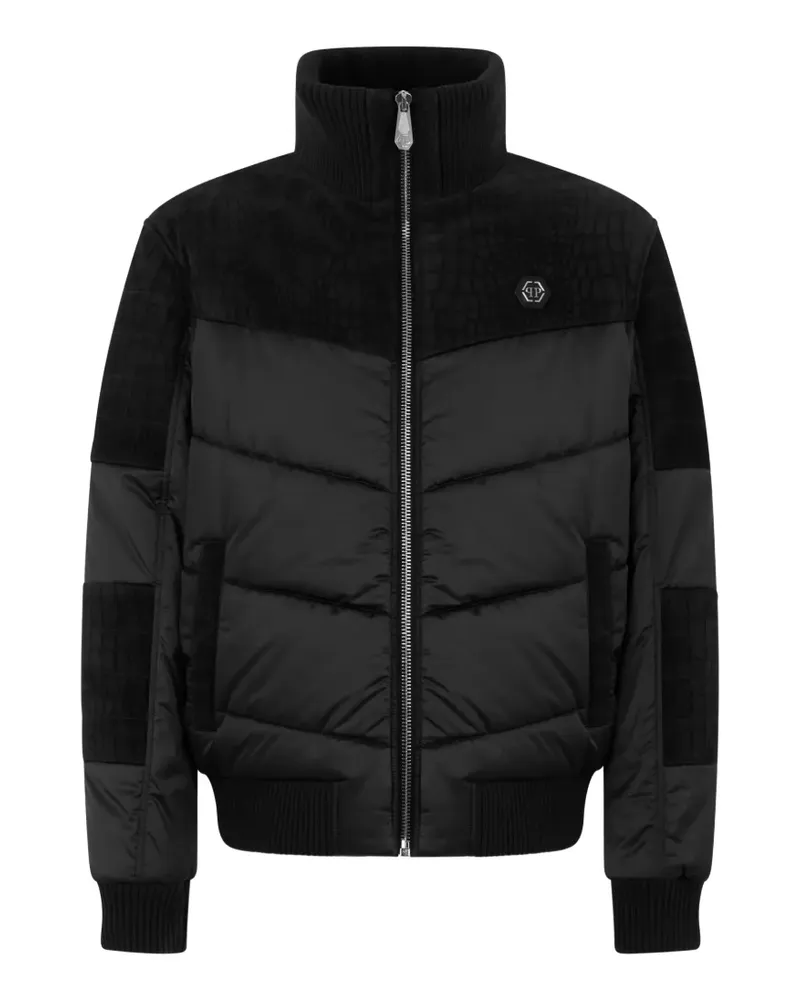 Philipp Plein Steppjacke mit Kroko-Effekt - Schwarz Schwarz
