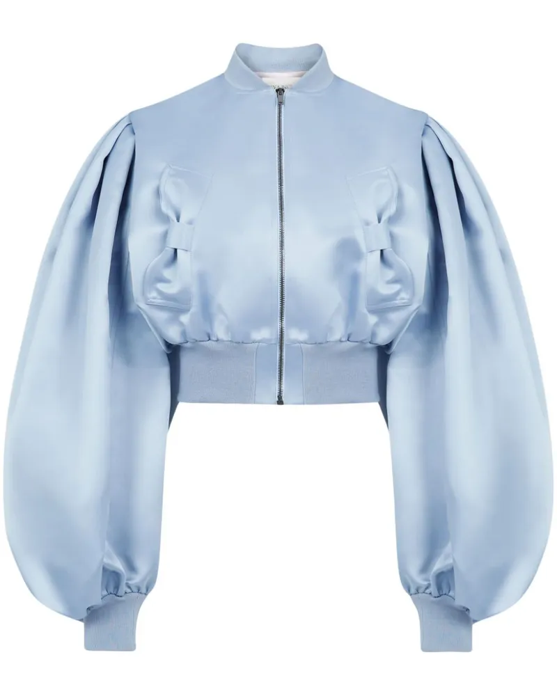 Nina Ricci Cropped-Bomberjacke aus Satin Blau