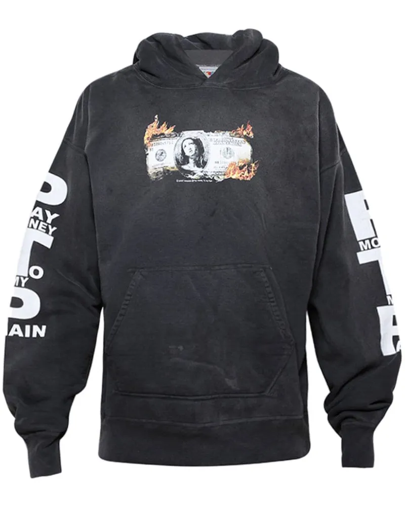 SAINT MXXXXXX Money Hoodie mit tiefen Schultern Schwarz