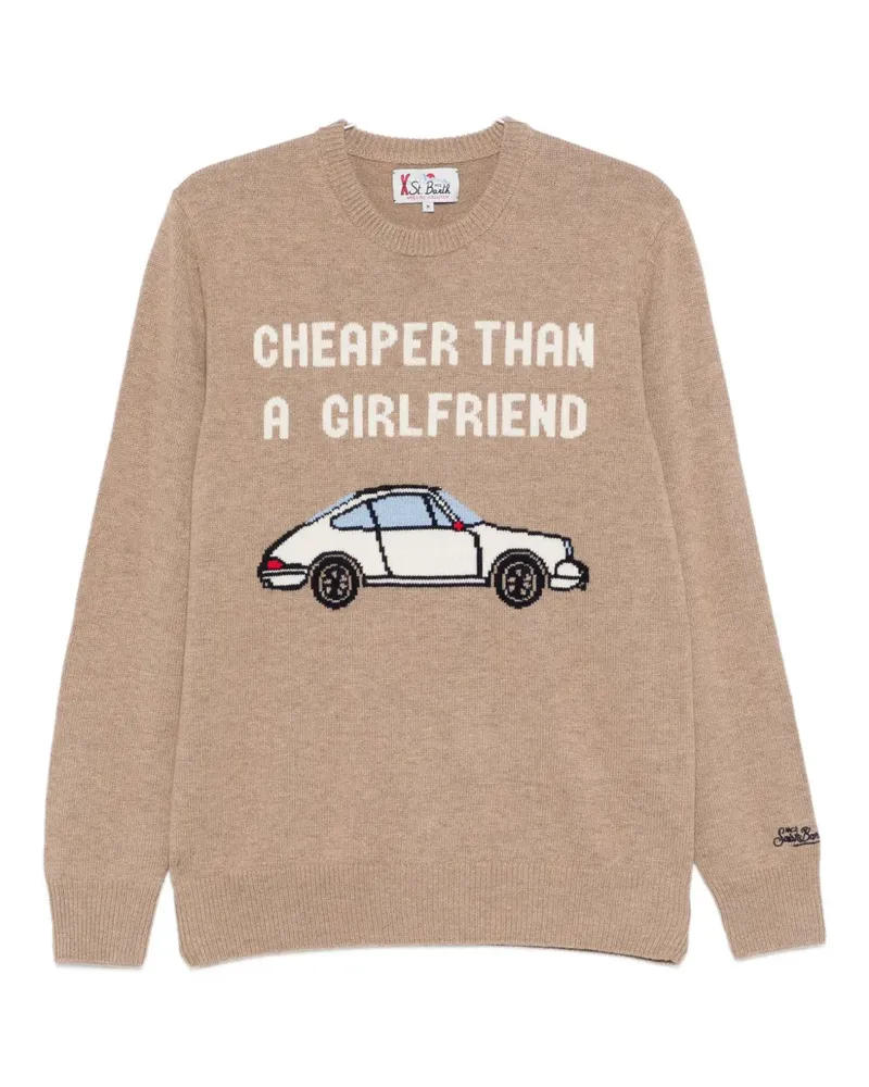 MC2 Saint Barth Heron car-motif crew-neck sweater - Nude Nude