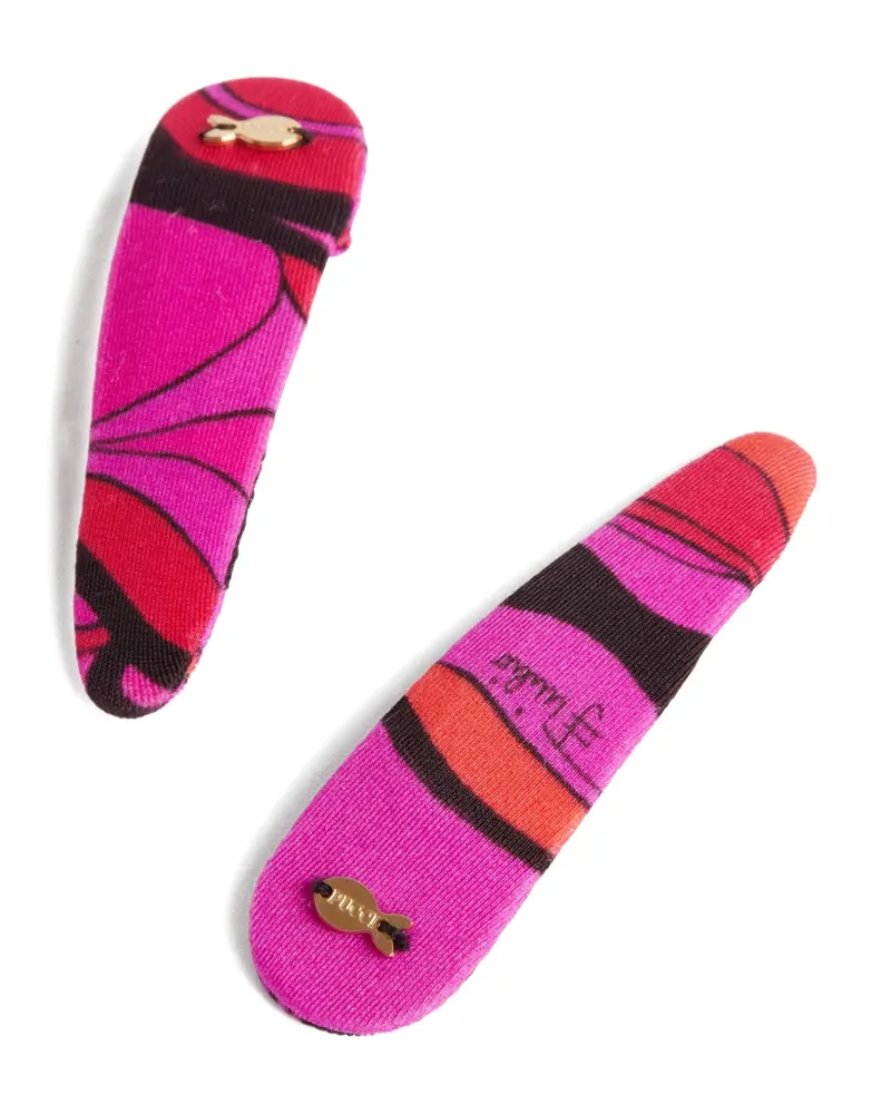 Emilio Pucci Orchidee-print hair clip set - Rosa Rosa