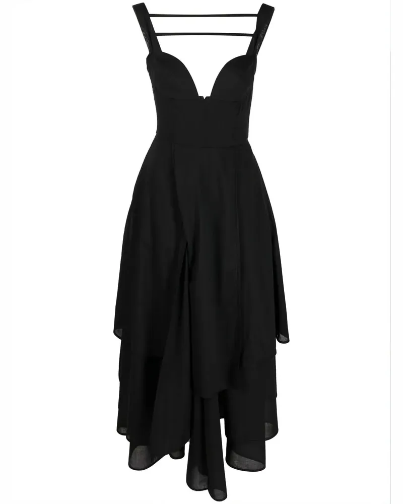 A.W.A.K.E. Kleid mit Rüschen - Schwarz Schwarz