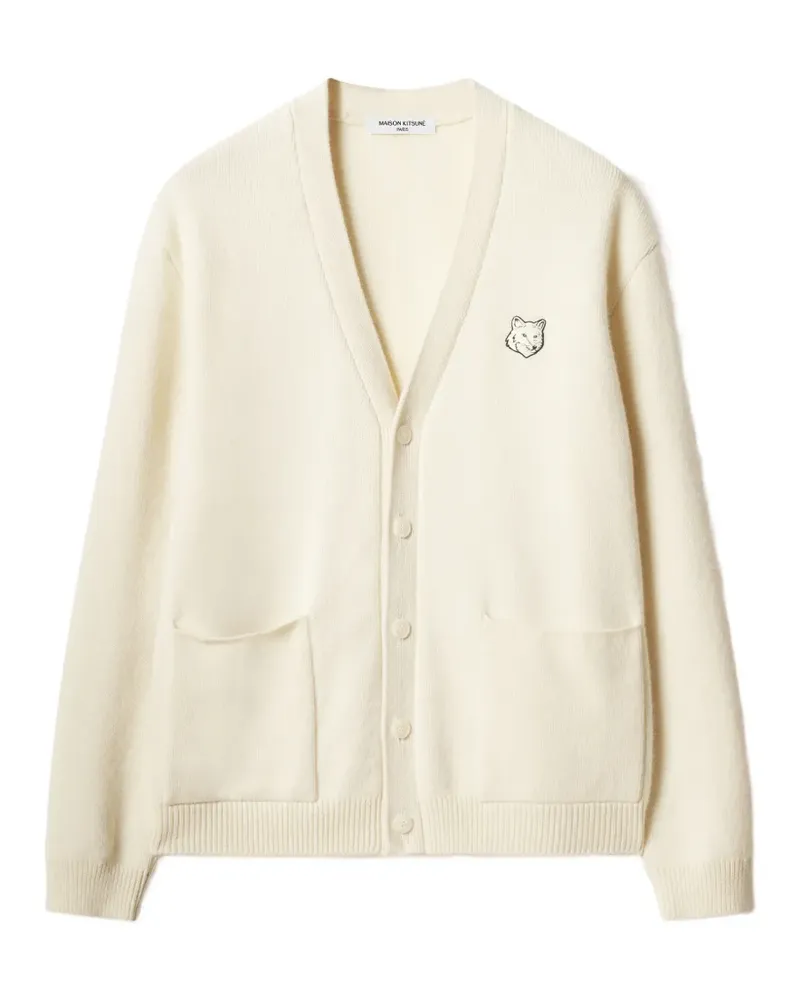 Kitsuné Fox Head Milano wool cardigan - Nude Nude