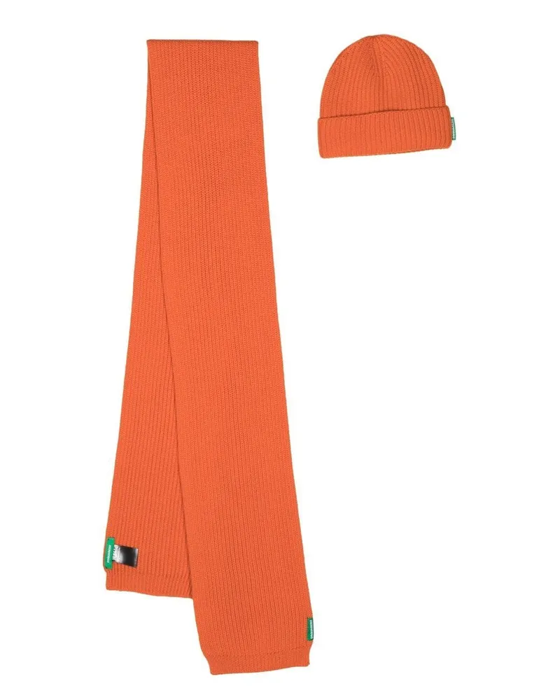 Dsquared2 Geripptes Schal-Set - Orange Orange