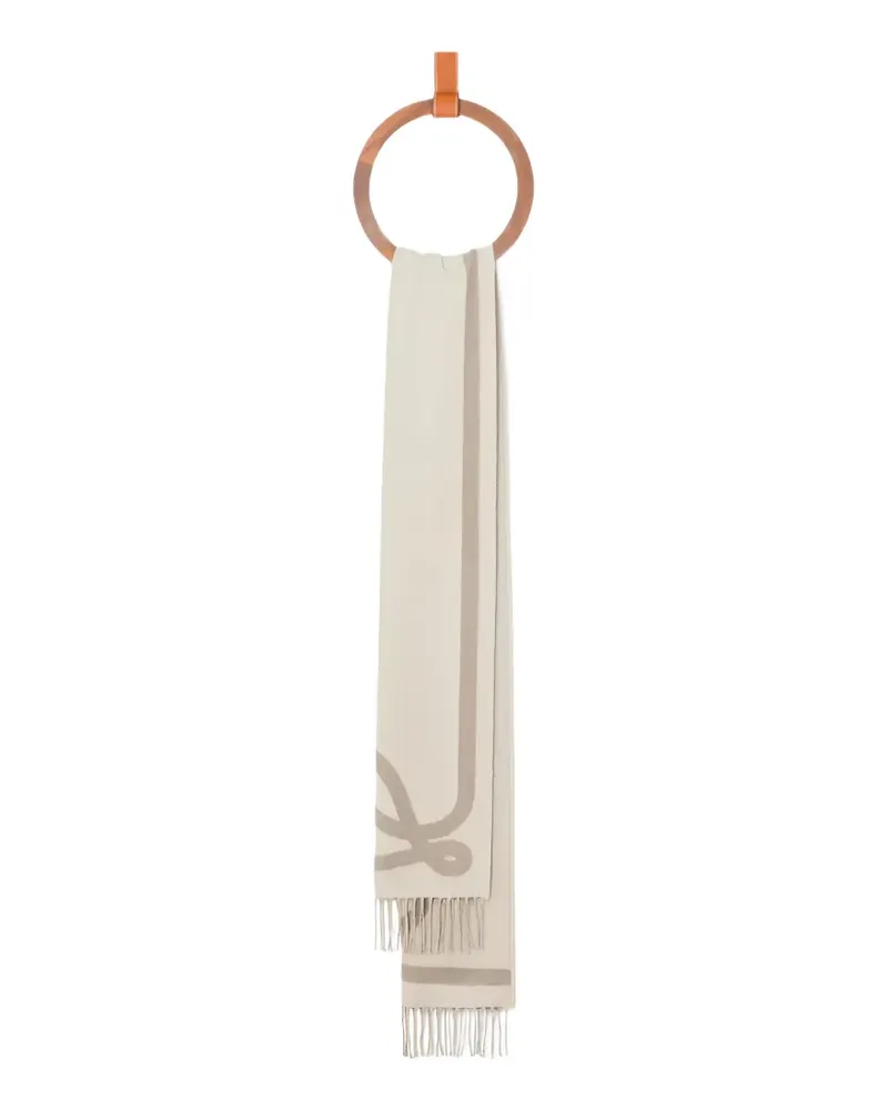 Loewe Anagram-motif fringed scarf - Nude Nude