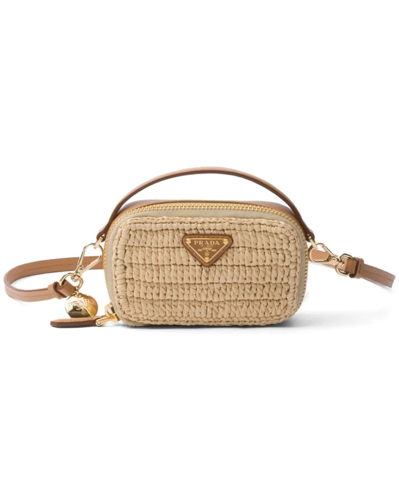 Prada Clutch mit Logo-Schild - Nude Nude