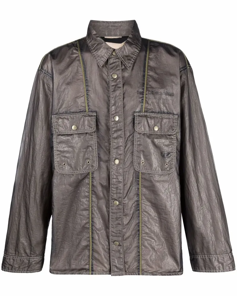 Diesel Hemdjacke in Metallic-Optik - Grau Grau