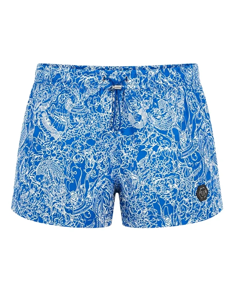 Philipp Plein swimming shorts skull all-over - Blau Blau
