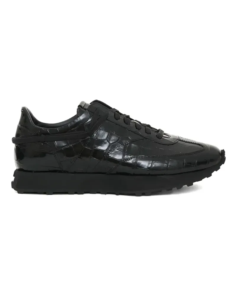RHUDE lace-up croc-embossed sneakers - Schwarz Schwarz