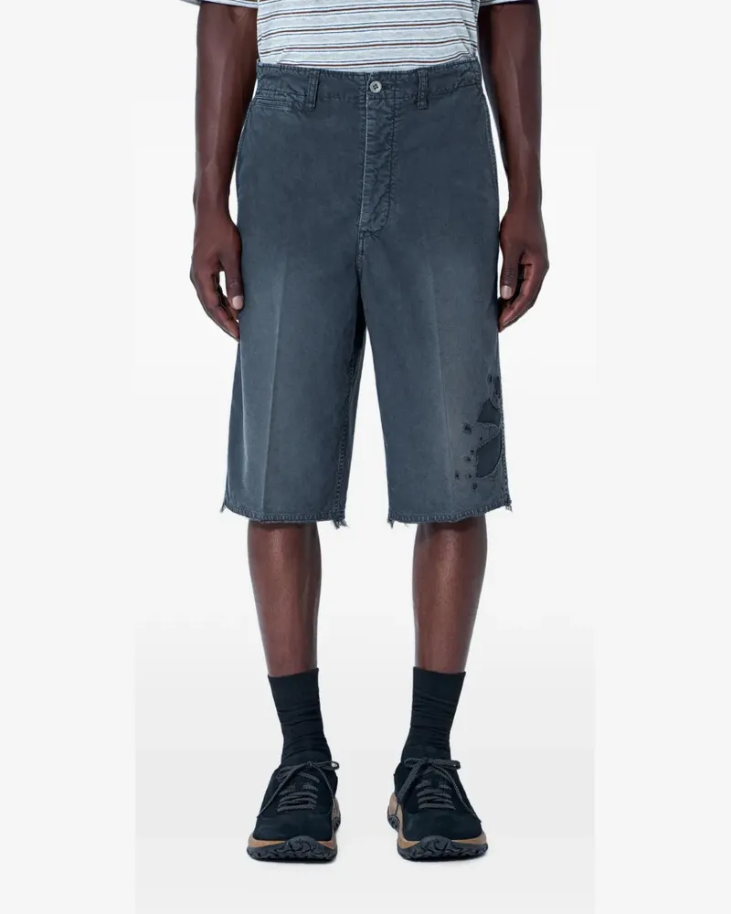 Visvim distressed frayed-hem shorts - Grau Grau