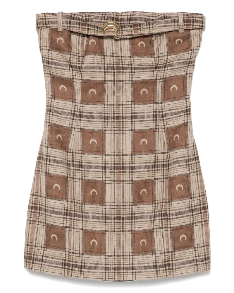 Marine Serre Minikleid aus Moon Check-Jacquard - Braun Braun