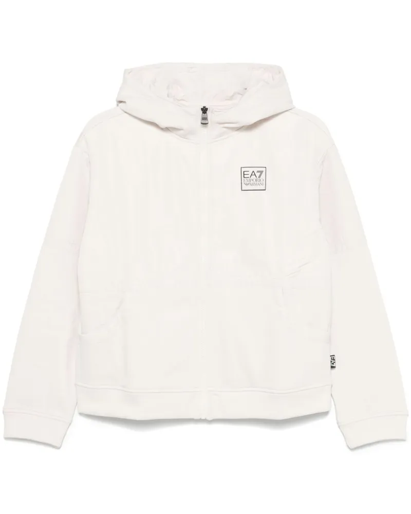EA7 Hoodie mit Logo-Patch - Weiß Weiß