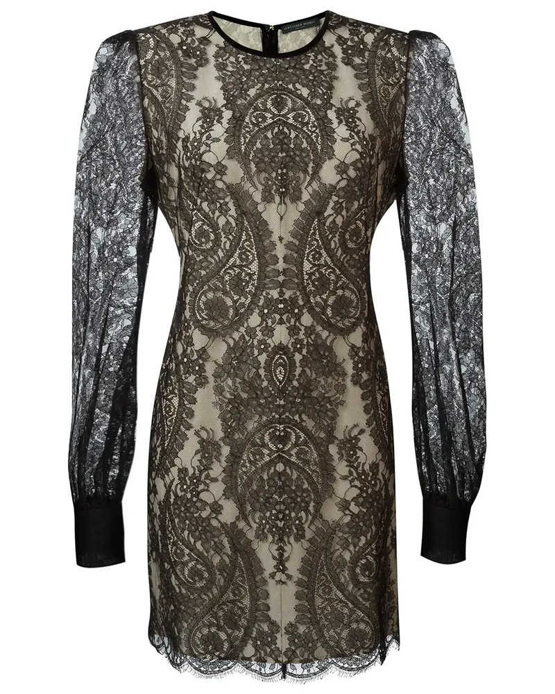 Alexander McQueen Spitzenkleid mit Puffärmeln - Schwarz Schwarz