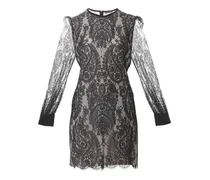 Spitzenkleid mit Puffärmeln - Schwarz