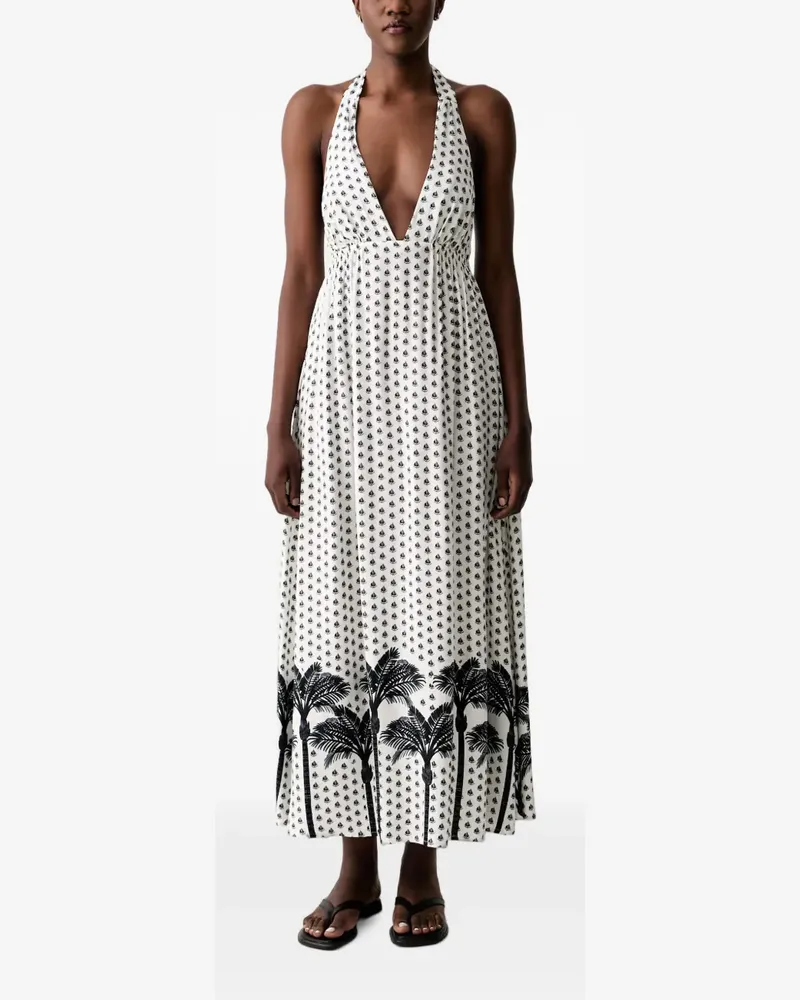 Marc O'Polo palm-print halterneck dress - Weiß Weiß