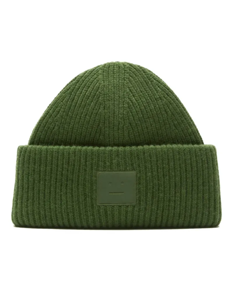 Acne Studios Gerippte Mütze mit Patch - Grün Grün