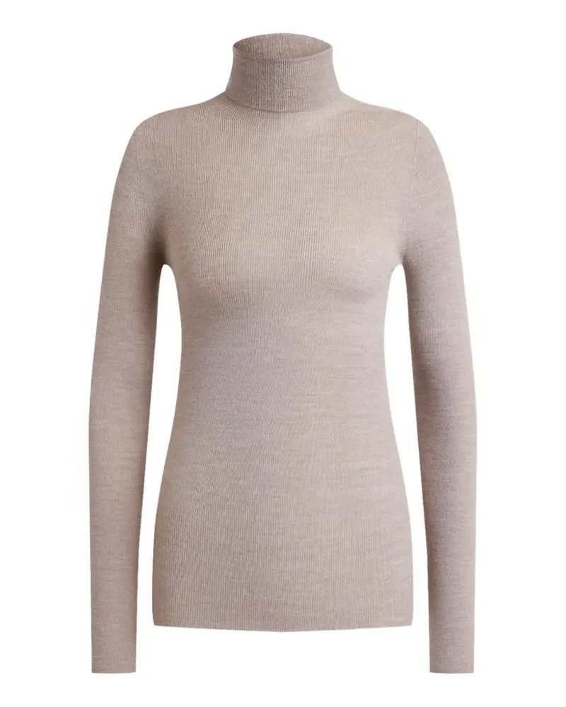 12 STOREEZ Gerippter Merinopullover - Nude Nude