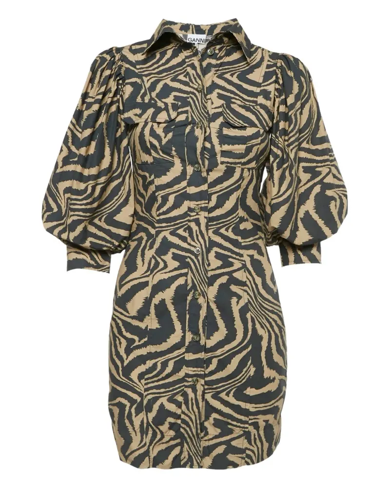 Ganni Kleid mit Puffärmeln - Braun Braun