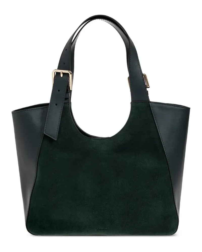 Furla Schultertasche mit Wildledereinsätzen - Grün Grün