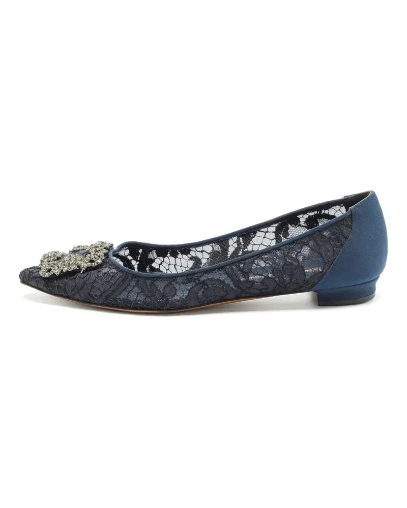 Manolo Blahnik Hangisi Ballerinas aus Spitze - Blau Blau