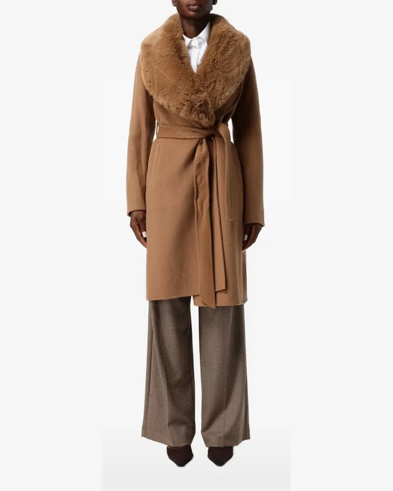 Hanita faux-fur collar belted coat - Braun Braun