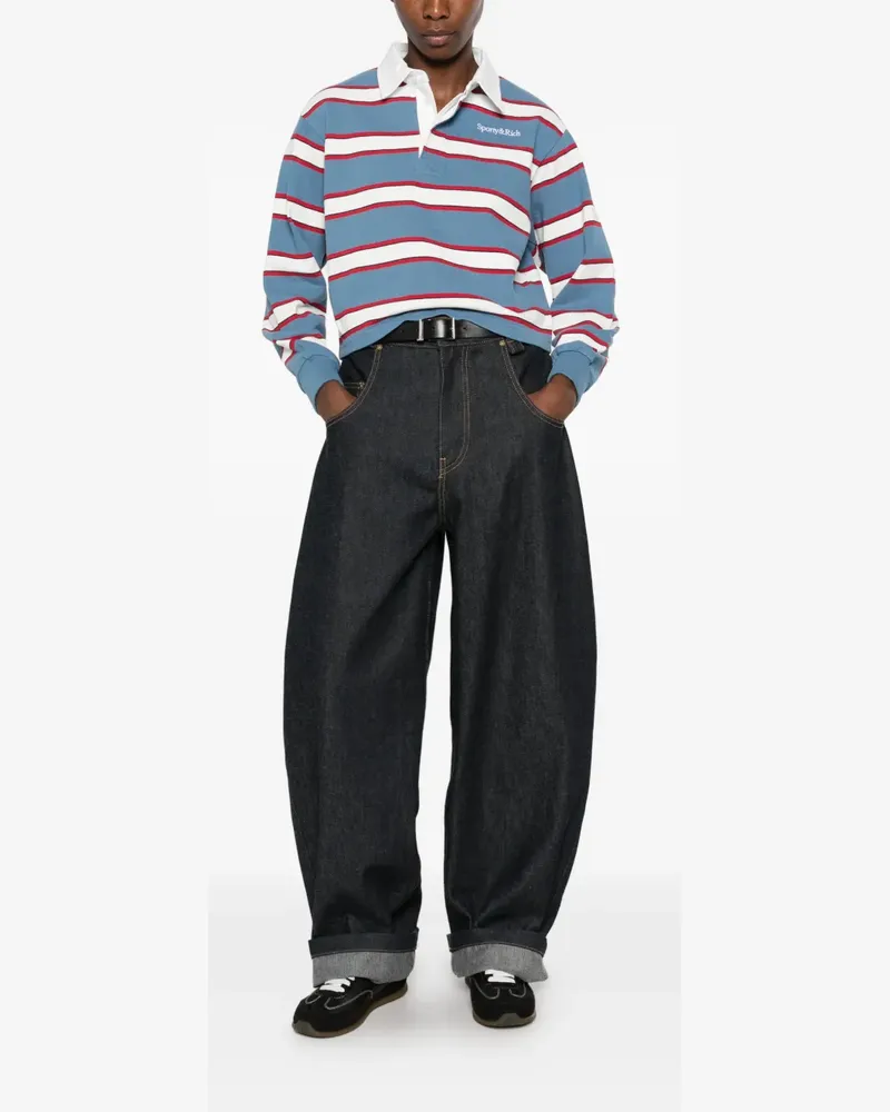 SPORTY & RICH Blondie striped long-sleeve polo shirt - Blau Blau