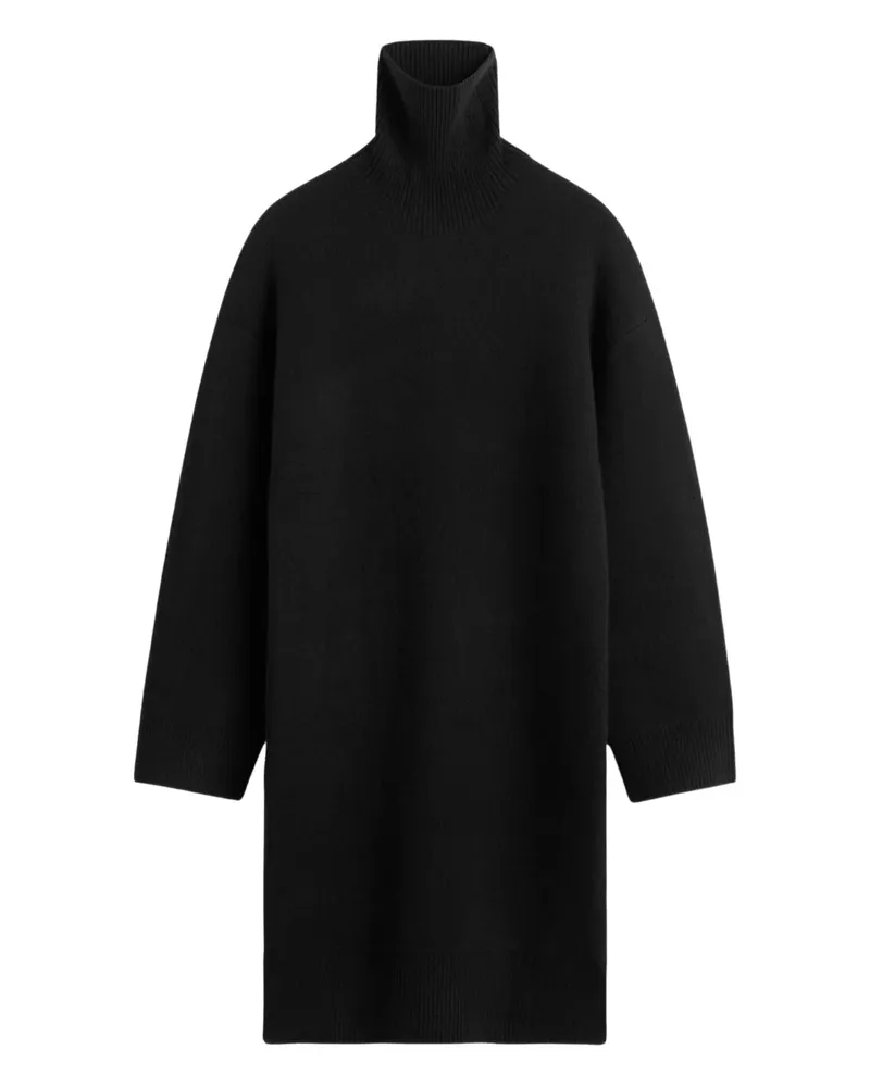 Totême Geripptes Strick-Minikleid mit Rollkragen - Schwarz Schwarz