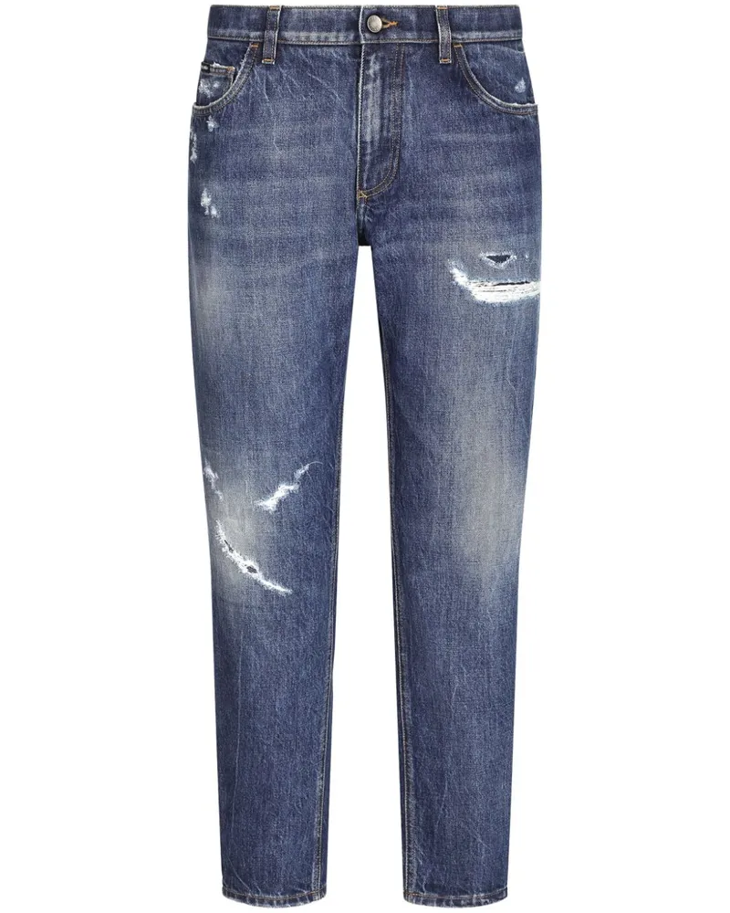 Dolce & Gabbana Gerade Jeans im Distressed-Look - Blau Blau