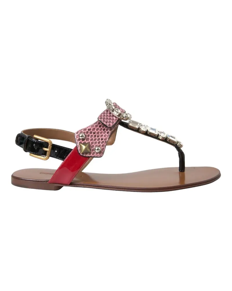 Dolce & Gabbana Flip-Flops-Sandalen mit Kristallen - Rosa Rosa