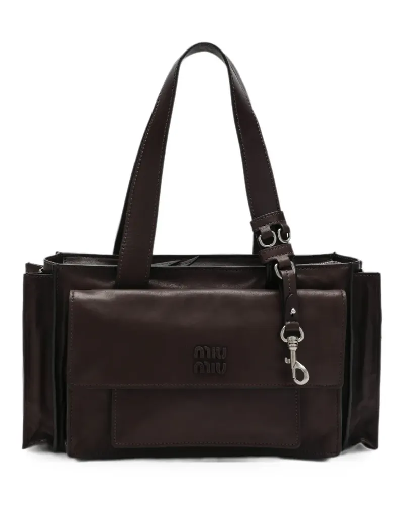 Miu Miu Utility Schultertasche mit Logo-Prägung - Braun Braun