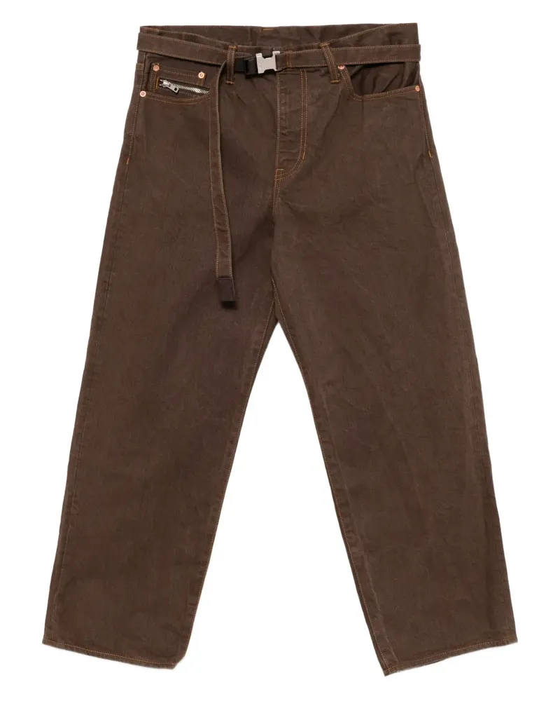 Sacai Gerade Jeans mit Gürtel - Braun Braun
