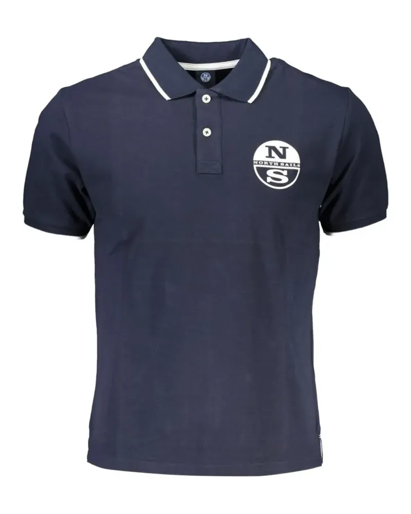 North Sails logo-print tipped polo shirt - Blau Blau