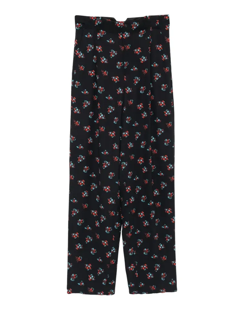 N° 21 Hose mit Blumenprint - Schwarz Schwarz