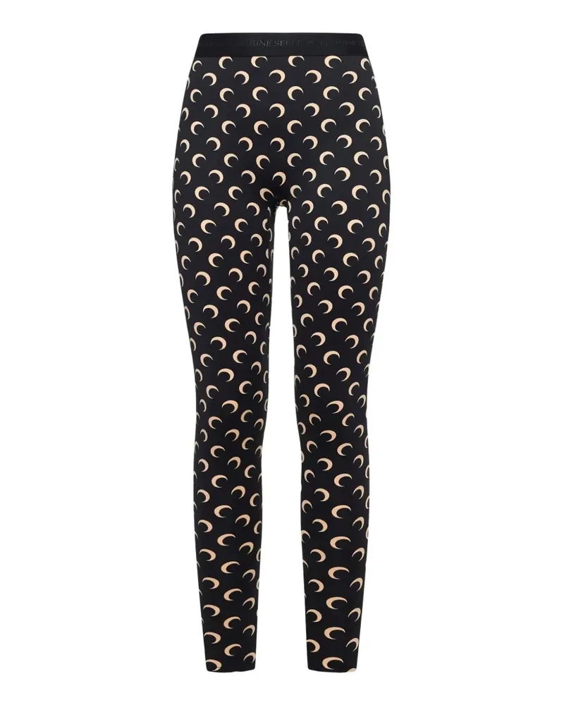 Marine Serre Leggings mit Mondprint - Schwarz Schwarz