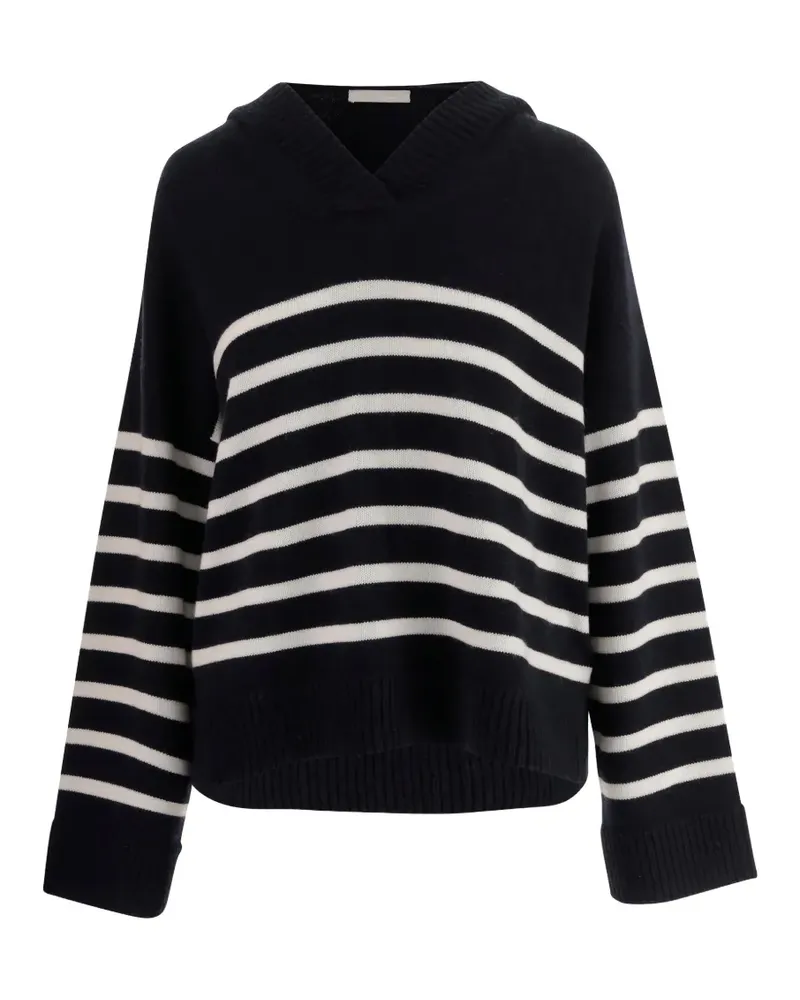 ALLUDE Gestreifter Kapuzenpullover - Blau Blau