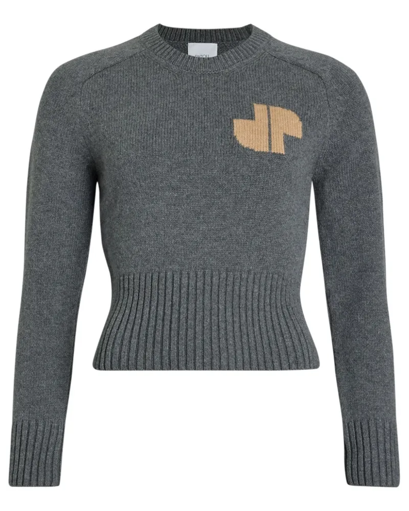 Patou Pullover mit Intarsien-Logo Grau