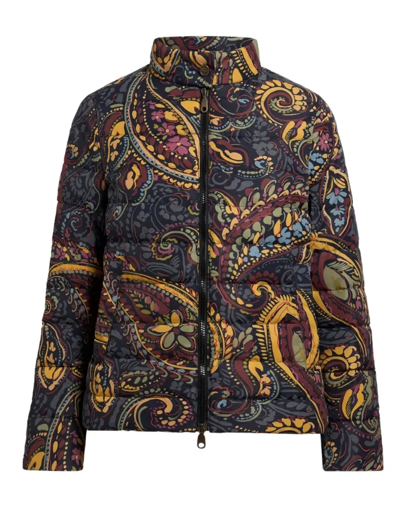 Etro Kurze recycelte Nylon Daunenjacke mit Paisley-Motiv - Blau Blau