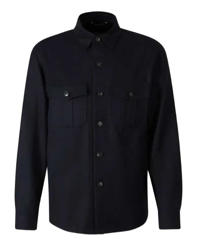 Canali Hemdjacke mit Brusttasche - Blau Blau