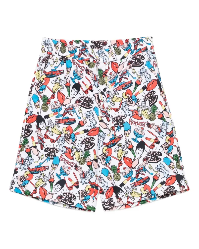 Fiorucci graphic-print drawstring shorts - Weiß Weiß