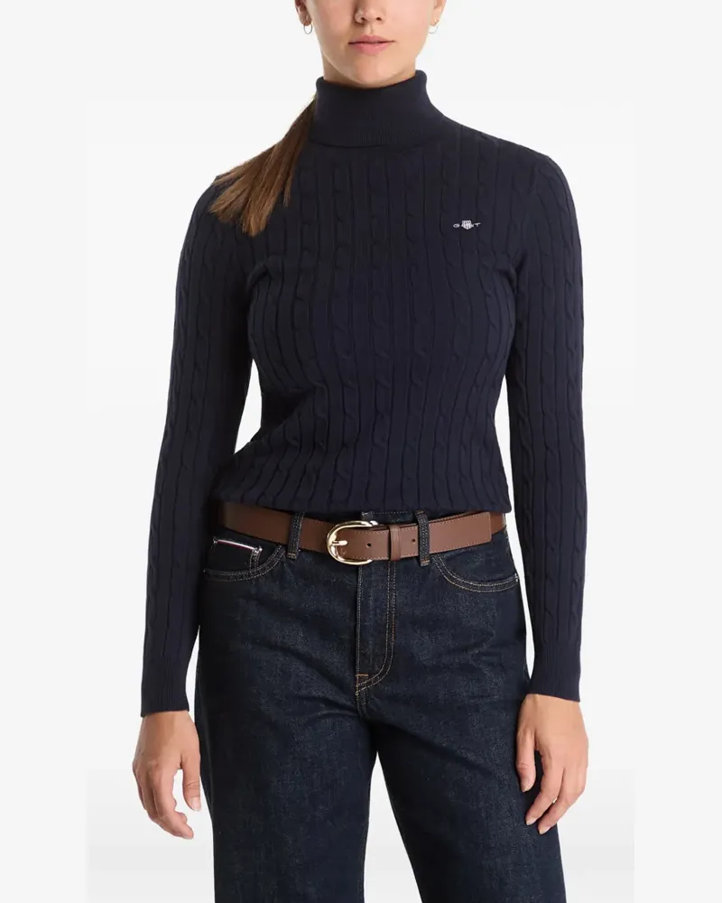 Gant Rollkragenpullover mit Zopfmuster - Blau Blau